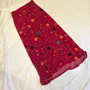 LuLaRoe Maxi Skirt Pink Geometric Size XS NWOT
